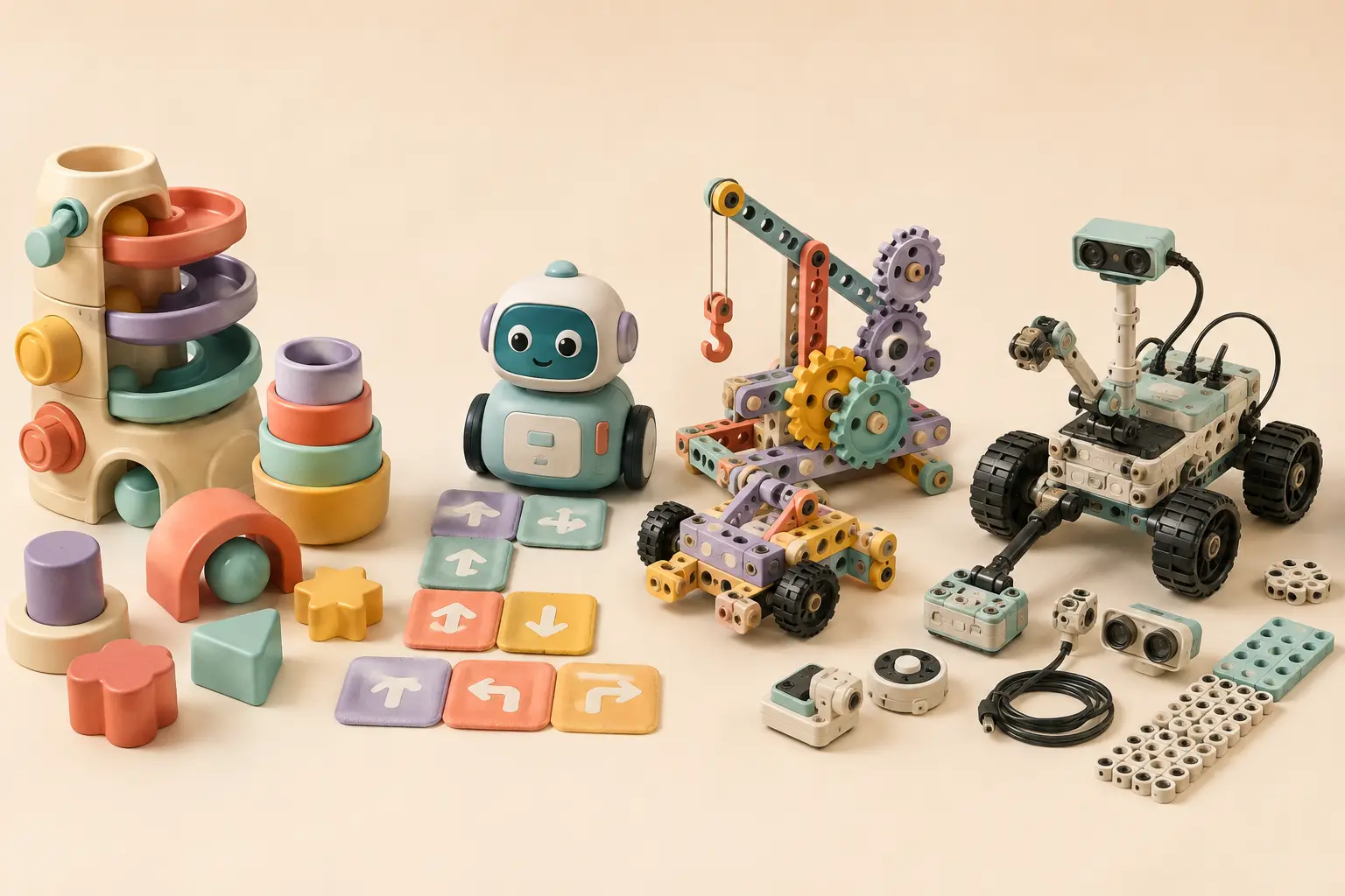 A progression of STEM toys for different child development stages